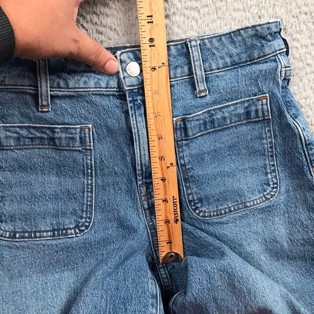 Madewell Curvy Perfect Vintage Wide Leg Jeans Women 27P Blue Patch Pocket Denim - Picture 9 of 14